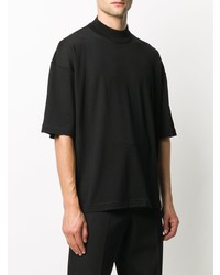 T-shirt à col rond en tricot noir Jil Sander