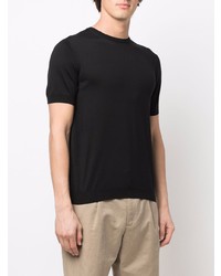 T-shirt à col rond en tricot noir Giorgio Armani