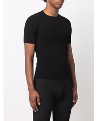 T-shirt à col rond en tricot noir Jacquemus