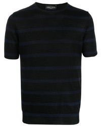 T-shirt à col rond en tricot noir Roberto Collina