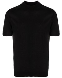 T-shirt à col rond en tricot noir Roberto Collina