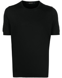 T-shirt à col rond en tricot noir Tagliatore