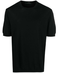T-shirt à col rond en tricot noir Tagliatore