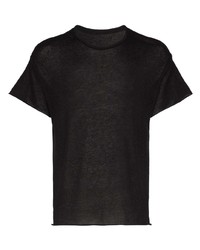 T-shirt à col rond en tricot noir The Elder Statesman