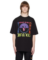 T-shirt à col rond en tricot noir VERSACE JEANS COUTURE