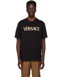 T-shirt à col rond en tricot noir Versace