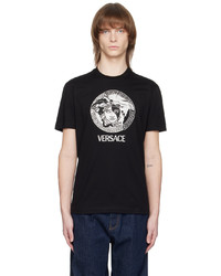 T-shirt à col rond en tricot noir Versace