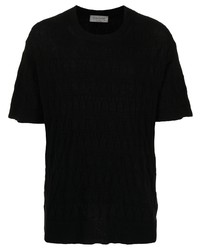 T-shirt à col rond en tricot noir Yohji Yamamoto