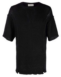 T-shirt à col rond en tricot noir Yohji Yamamoto