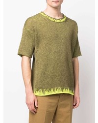 T-shirt à col rond en tricot olive Dondup