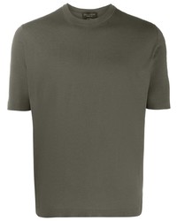 T-shirt à col rond en tricot olive Dell'oglio