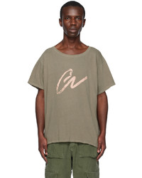 T-shirt à col rond en tricot olive Greg Lauren