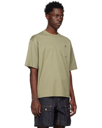 T-shirt à col rond en tricot olive Sacai