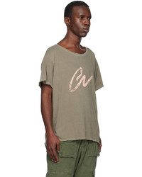 T-shirt à col rond en tricot olive Greg Lauren