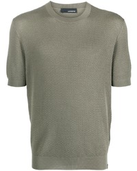 T-shirt à col rond en tricot olive Lardini