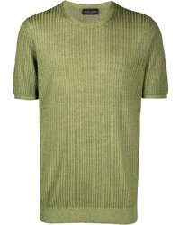 T-shirt à col rond en tricot olive Roberto Collina