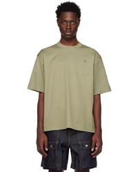 T-shirt à col rond en tricot olive Sacai
