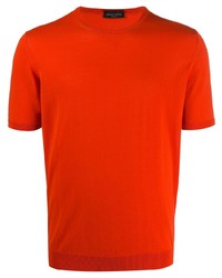 T-shirt à col rond en tricot orange