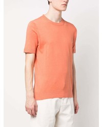 T-shirt à col rond en tricot orange Brunello Cucinelli