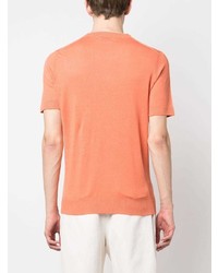 T-shirt à col rond en tricot orange Brunello Cucinelli