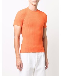 T-shirt à col rond en tricot orange Jacquemus