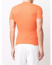 T-shirt à col rond en tricot orange Jacquemus