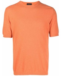 T-shirt à col rond en tricot orange Roberto Collina