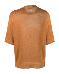 T-shirt à col rond en tricot orange Roberto Collina