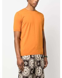 T-shirt à col rond en tricot orange Laneus