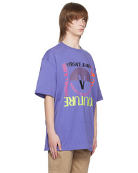 T-shirt à col rond en tricot pourpre VERSACE JEANS COUTURE