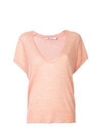 T-shirt à col rond en tricot rose