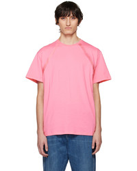 T-shirt à col rond en tricot rose Alexander McQueen