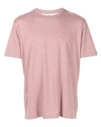 T-shirt à col rond en tricot rose Brunello Cucinelli