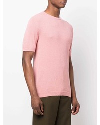 T-shirt à col rond en tricot rose Roberto Collina