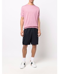 T-shirt à col rond en tricot rose John Smedley