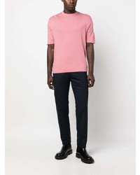 T-shirt à col rond en tricot rose PT TORINO