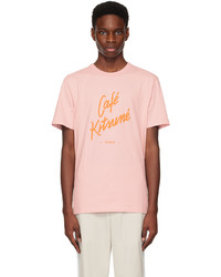 T-shirt à col rond en tricot rose MAISON KITSUNÉ