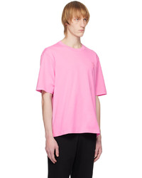 T-shirt à col rond en tricot rose AMI Alexandre Mattiussi