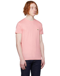 T-shirt à col rond en tricot rose Lacoste