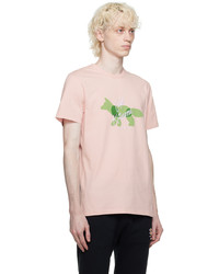 T-shirt à col rond en tricot rose MAISON KITSUNÉ