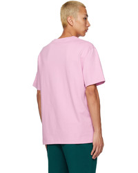 T-shirt à col rond en tricot rose AMI Alexandre Mattiussi