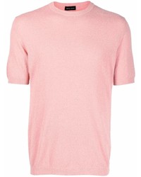 T-shirt à col rond en tricot rose Roberto Collina