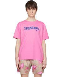 T-shirt à col rond en tricot rose Saturdays Nyc