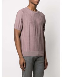 T-shirt à col rond en tricot rose Canali