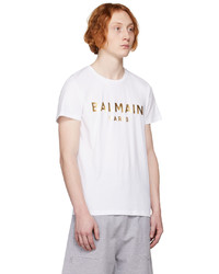 T-shirt à col rond en tricot rose Balmain