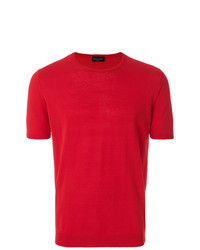 T-shirt à col rond en tricot rouge