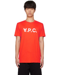 T-shirt à col rond en tricot rouge A.P.C.