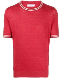 T-shirt à col rond en tricot rouge Brunello Cucinelli