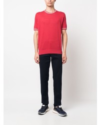 T-shirt à col rond en tricot rouge Brunello Cucinelli