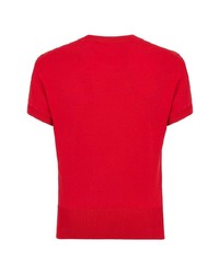 T-shirt à col rond en tricot rouge Fendi